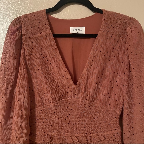 STORIA Polka Dot Ruffled Mini Dress - Picture 3 of 8